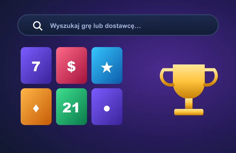 Wyszukiwarka i kafelki gier w lobby PlayBison kasyno